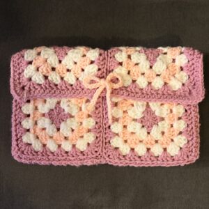Crochet Book Sleeve - Pink and White