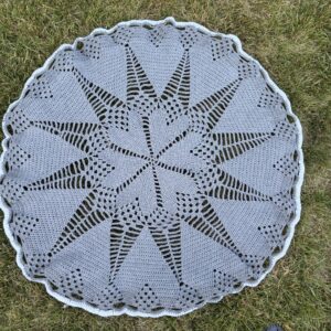 Crochet Doily Blanket - Gray and White